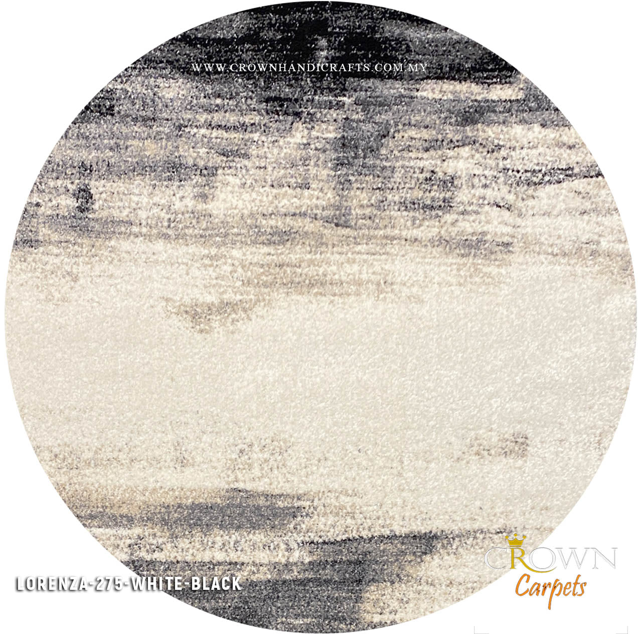 Design Your Style Your Way Rock Hard with Stunning Modern Abstract Round Rugs | Lorenza 275 White Black