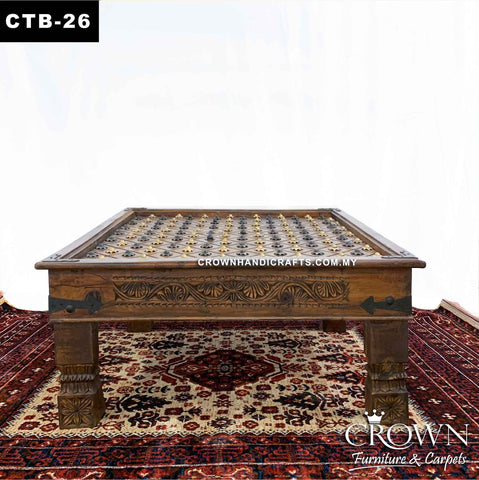 Amazing Square Coffee Table with Brass Metal Accent | Creates an Impression that lasts forever, Solid Wood Coffee Table| CTB-26 (L38 W38 H18 Inches)