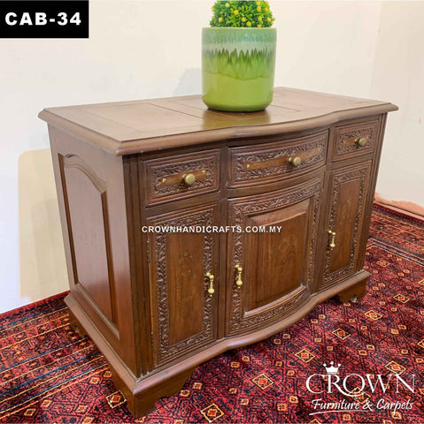 Solid Wood Chester Cabinet Perfect for Spaces in Living Room and Bedroom | Rosewood Teak Wood Shop Furniture in Malaysia | CAB-34 (L33 W24 H17 Inches)