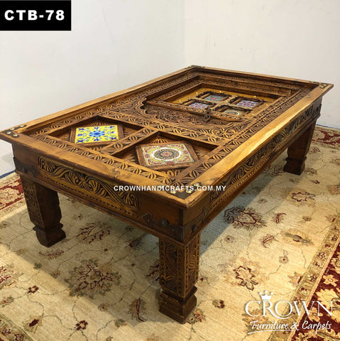 Handcrafted Monarch-Style Coffee Table | Timeless Vintage Charm for Your Living Room| CTB-78 (L49 W31 H18 Inches)