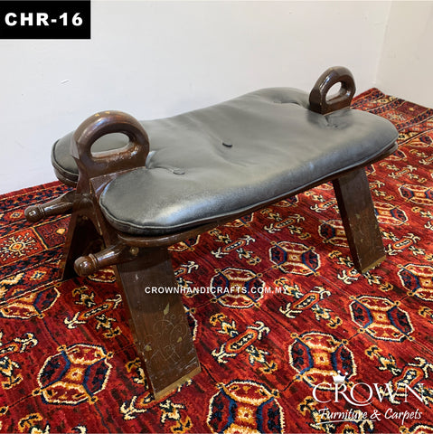 Handcrafted Camel Saddle Stool – Desert Elegance for Your Home | CHR-16 (L29 W13.8 H13.5 Inches)