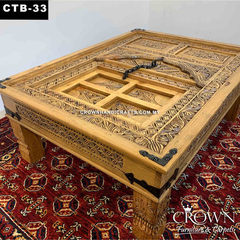 Vintage Monarch Door Style Wooden Coffee Table Compliments with your Modern Sofa in Living Room | CTB-33 (L48 W36 H19 Inches)