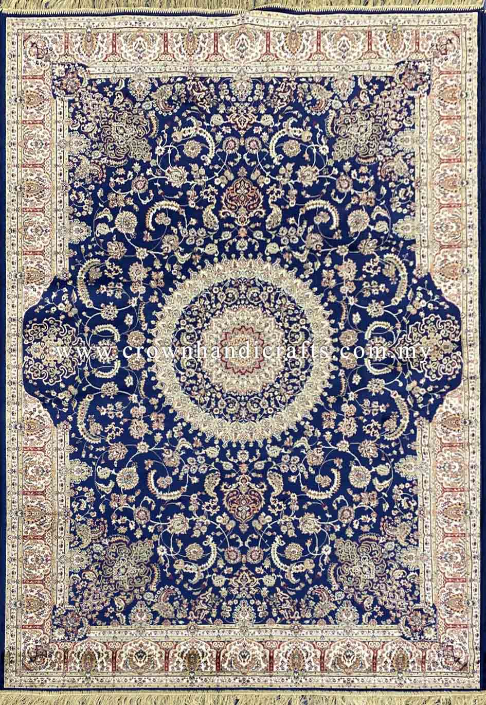 Persian Silk Carpet Authentic Iran Design, 100% Silk-Like Viscose Rug | Zrabi 342