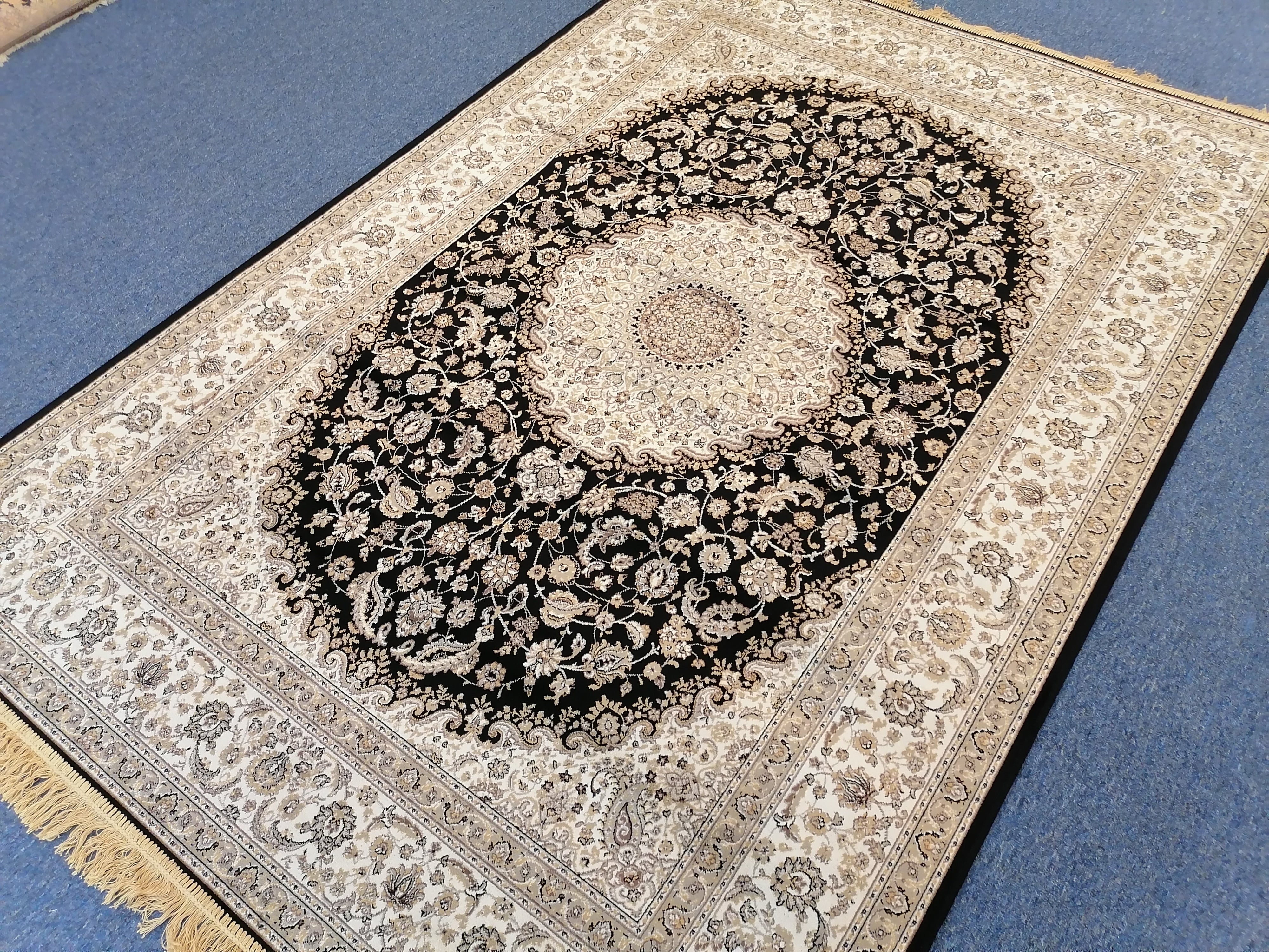 Persian Silk Rug with Iran Design 100% Man-Made Viscose Silk Carpet | Zrabi 396