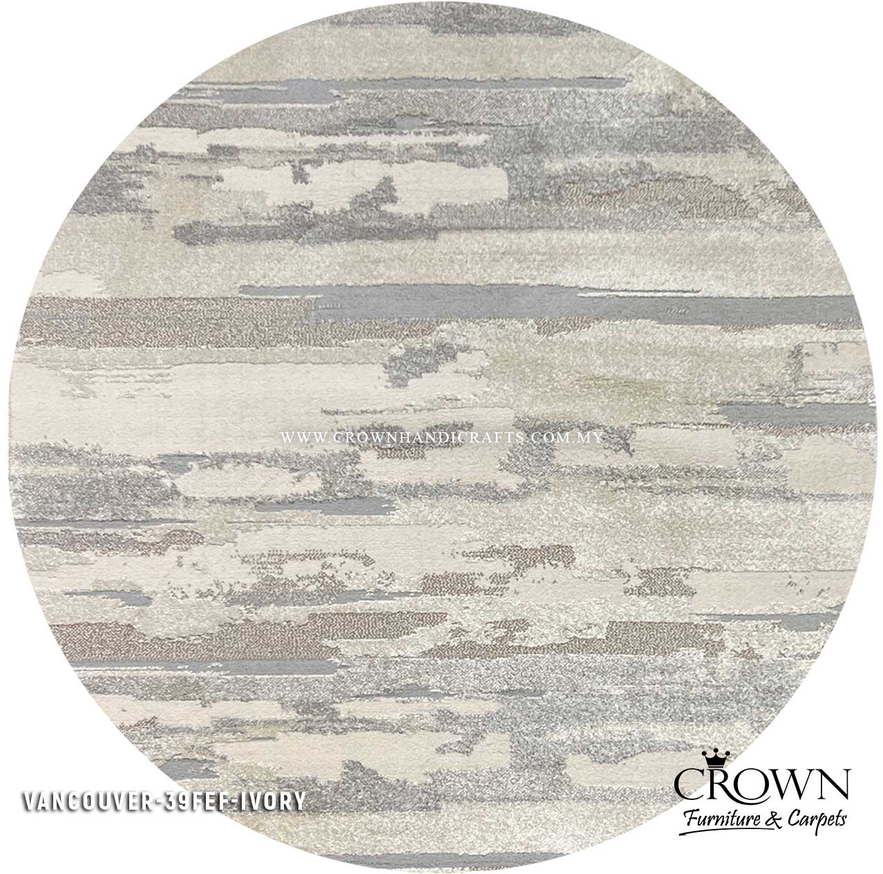 Modern Design Round Carpet for Living Room Bedroom Rugs | Vancouver 39FEF-IVORY