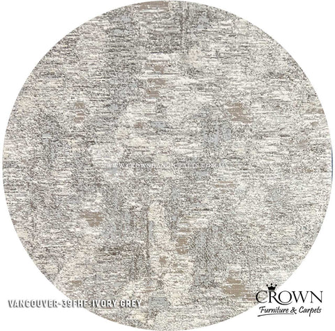 Round Modern Carpet Contemporary Design Turkey Carpets for Living Room | Vancouver 39FHF-IVORY GREY