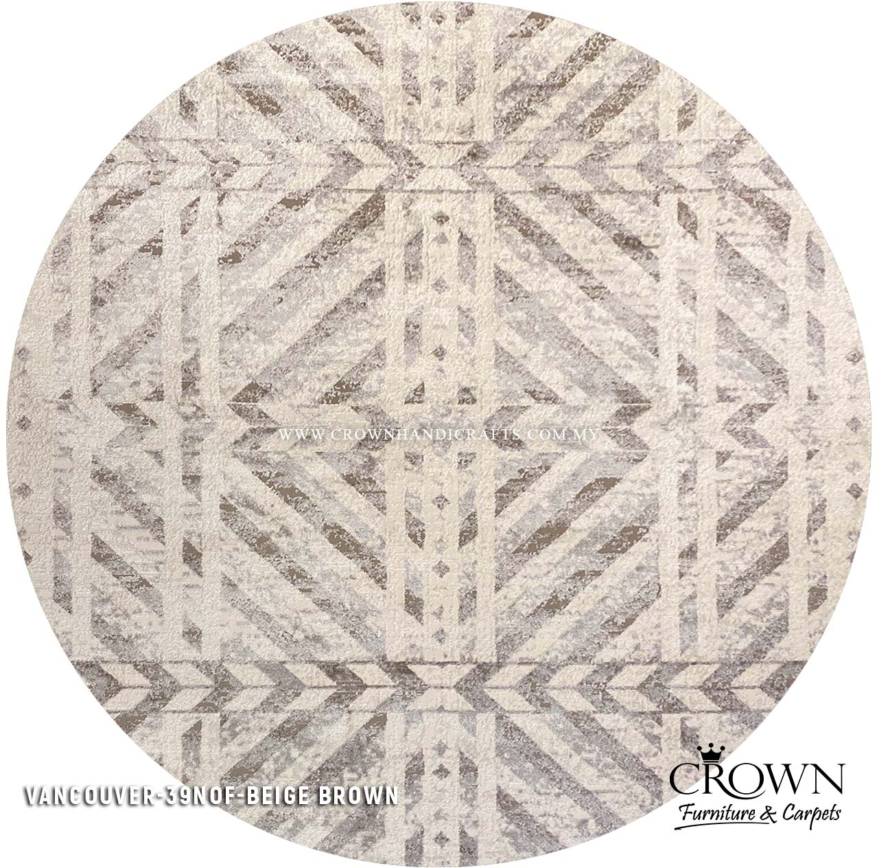Contemporary Round Carpet Modern Design Rug Turkey Carpets for Living Room Bedroom | Vancouver 39NOF-BEIGE BROWN
