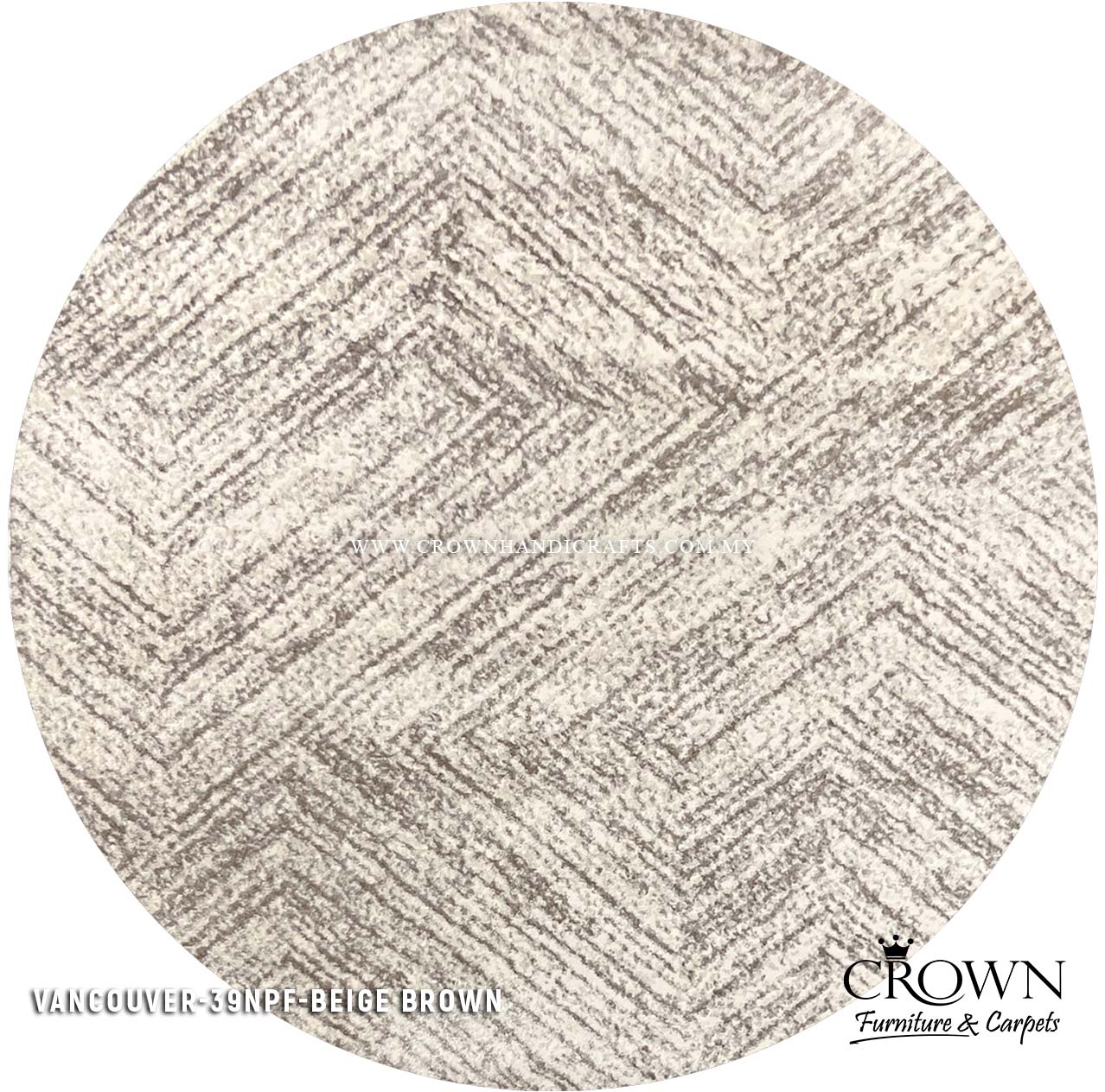 Abstract Round Rug Modern Design Carpet High Quality | Vancouver 39NPF-BEIGE BROWN