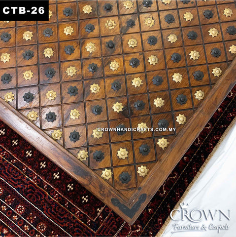 Amazing Square Coffee Table with Brass Metal Accent | Creates an Impression that lasts forever, Solid Wood Coffee Table| CTB-26 (L38 W38 H18 Inches)