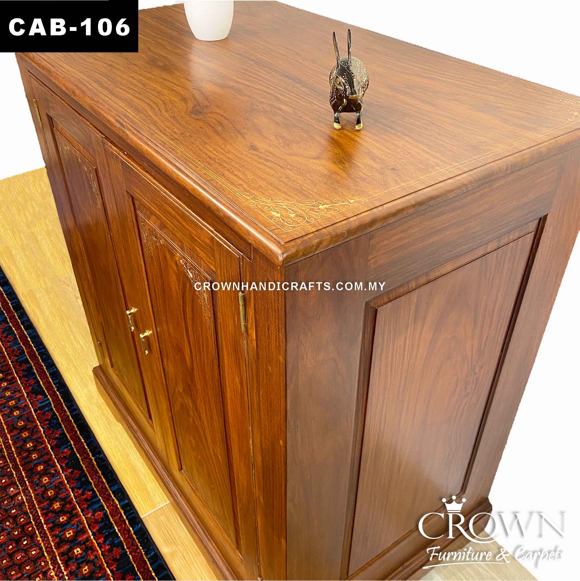 Solid Wood Cabinet 2 Door, Shop Furniture in Malaysia | CAB 106 (L40.5 W25 H43 Inches)