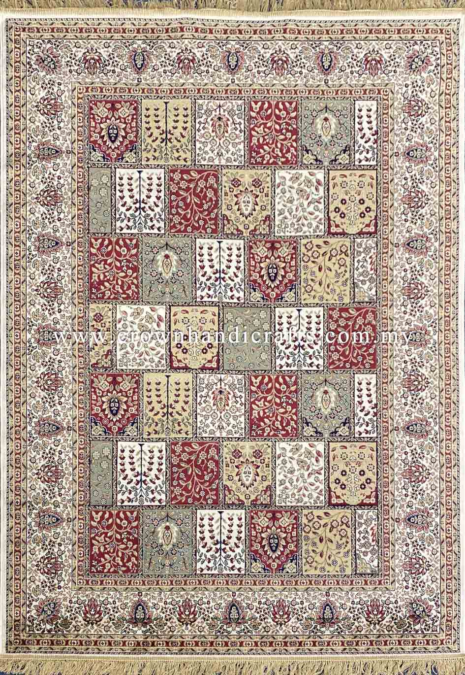 Persian Silk Carpet Authentic Iran Design, 100% Silk-Like Viscose Rug | Zrabi 409