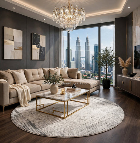 Round Comfort Turkish Modern Carpet – Vibrant Abstract Rug for Living Room Decoration | Modern Mix MM464 (200CM DIA)