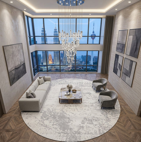 Round Turkish Made Contemporary Carpet – Premium Modern Rug with Artistic Character | Modern Mix MM468 (200CM DIA)