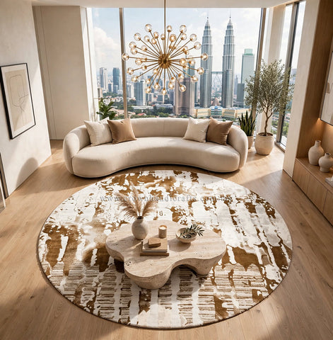 Spectacular Round Modern Abstract Living Room Carpet – High Density Soft Touch Rug | Modern Mix MM479 (200CM DIA)