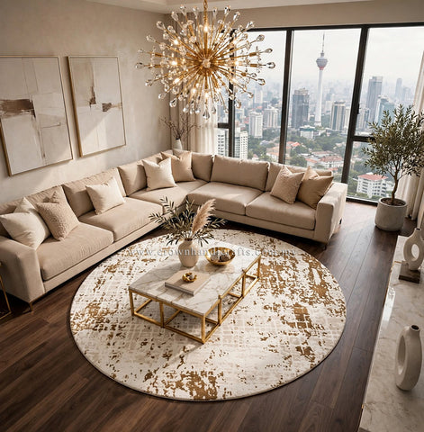 Round Astonishing Abstract Designer Rug – Stylish Modern Carpet for Home Decoration | Modern Mix MM481 (200CM DIA)