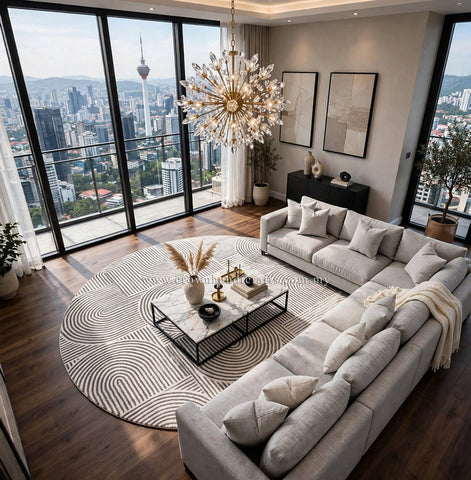 Round Striking Nordic Living Room Carpet – Minimalist Modern Rug with Timeless Appeal | Modern Mix MM482 (200CM DIA)