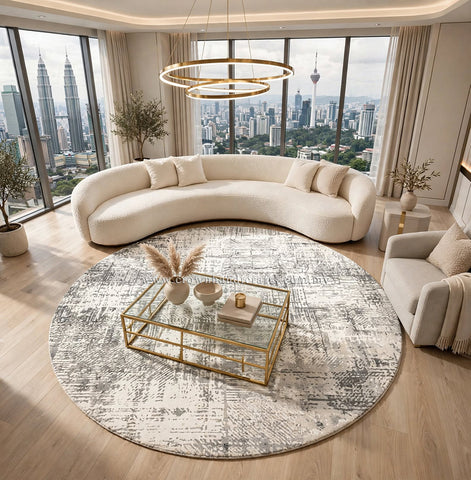 Round Modern Designer Rug for Living Room & Bedroom – Stylish Abstract Carpet for Contemporary Homes | Modern Mix MM488 (200CM DIA)
