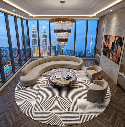 Round Modern Abstract Carpet – Soft Rug for Comfortable Everyday Living | Modern Mix MM491 (200CM DIA)