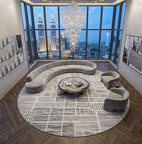 Round New Scandinavian Nordic Carpet – Modern Minimalist Rug Designed for Cozy Living Spaces | Modern Mix MM492 (200CM DIA)