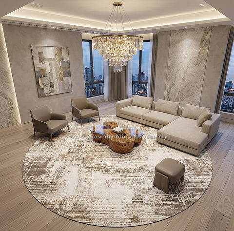 Abstract Modern Round Rug Designer Carpet for Living Room Sofa Area Interior Styling | Modern Mix Round MM503 (250CM DIA)