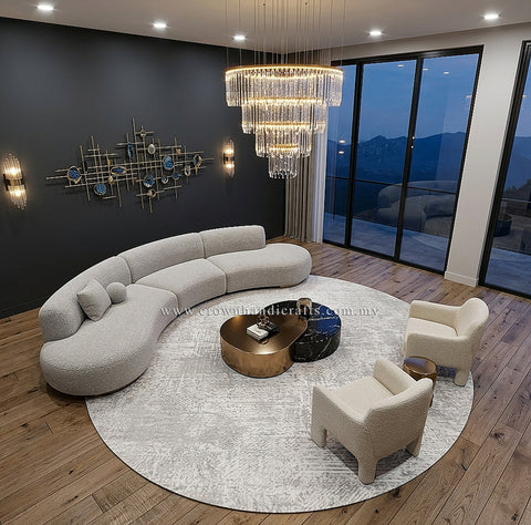 Modern Round Rug Abstract Design Carpet for Living Room Home Decor Stylish Interior | Modern Mix Round MM508 (250CM DIA)