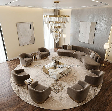 Thick Pile Luxury Round Carpet Modern Rug for Living Room Comfort Sofa Area Decor | Modern Mix Round MM509 (250CM DIA)