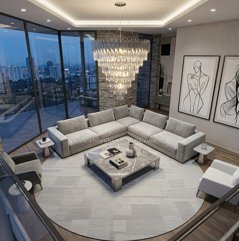 Round Carpet With Thick Pile | Artistic Abstract Design for Living Room Comfort | Modern Mix MM513 (250CM DIA)