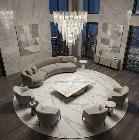Round Modern Contemporary Minimalist Carpet Designed to Match Modern Interior Furniture Style | Modern Mix MM516 (250CM DIA)