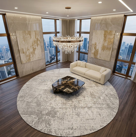 Round Modern Living Room Rug with Urban Abstract Patterns and Designer Interior Appeal | Modern Mix MM517 (250CM DIA)