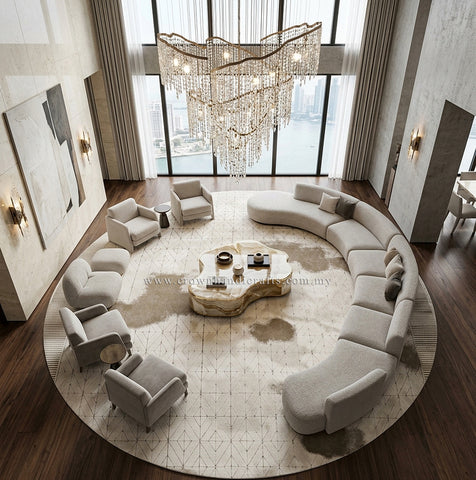 Round Premium Modern Turkish Rug with Dense Soft Finish for Contemporary Living Rooms | Modern Mix MM519 (250CM DIA)