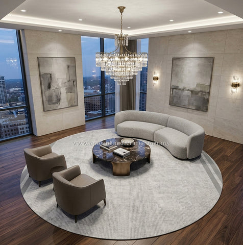 Abstract Artistic Modern Round Carpet for Elegant Living Room and Lounge Styling | Modern Mix MM520 (250CM DIA)