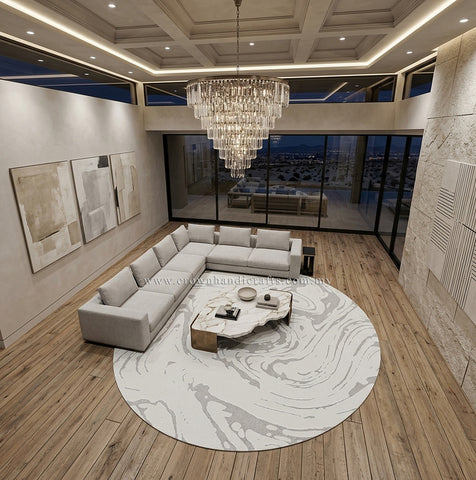 Round High Quality Soft Modern Carpet for Family Living Rooms and Cozy Bedrooms  Modern Mix MM522 (250CM DIA)