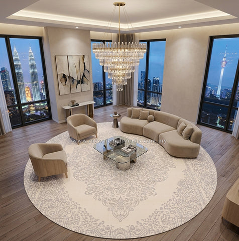 Round Carpet Turkish Inspired Contemporary with Artistic Modern Interior Design Appeal | Modern Mix MM532 (250CM DIA)