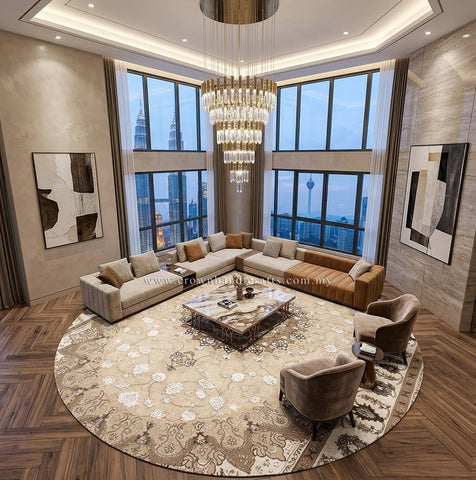 Round Premium Modern Turkish Carpet with Elegant Urban Interior Design Inspiration | Modern Mix MM540 (250CM DIA)