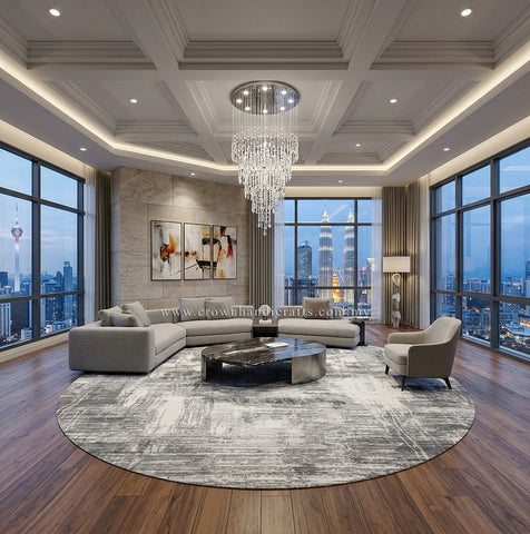 Round Premium Thick Pile Designer Rug for Comfortable Modern Living Room and Bedroom Interiors | Modern Mix MM541 (250CM DIA)