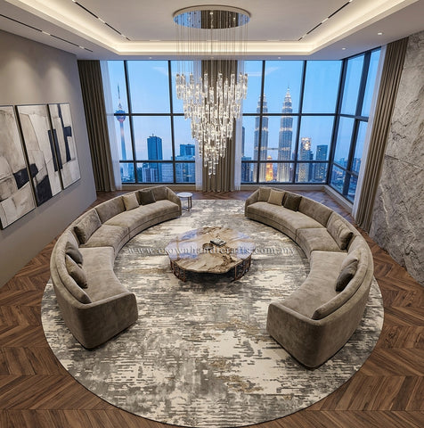 Round Comfort Contemporary Modern Carpet for Urban Lifestyle Homes | Modern Mix MM544 (250CM DIA)