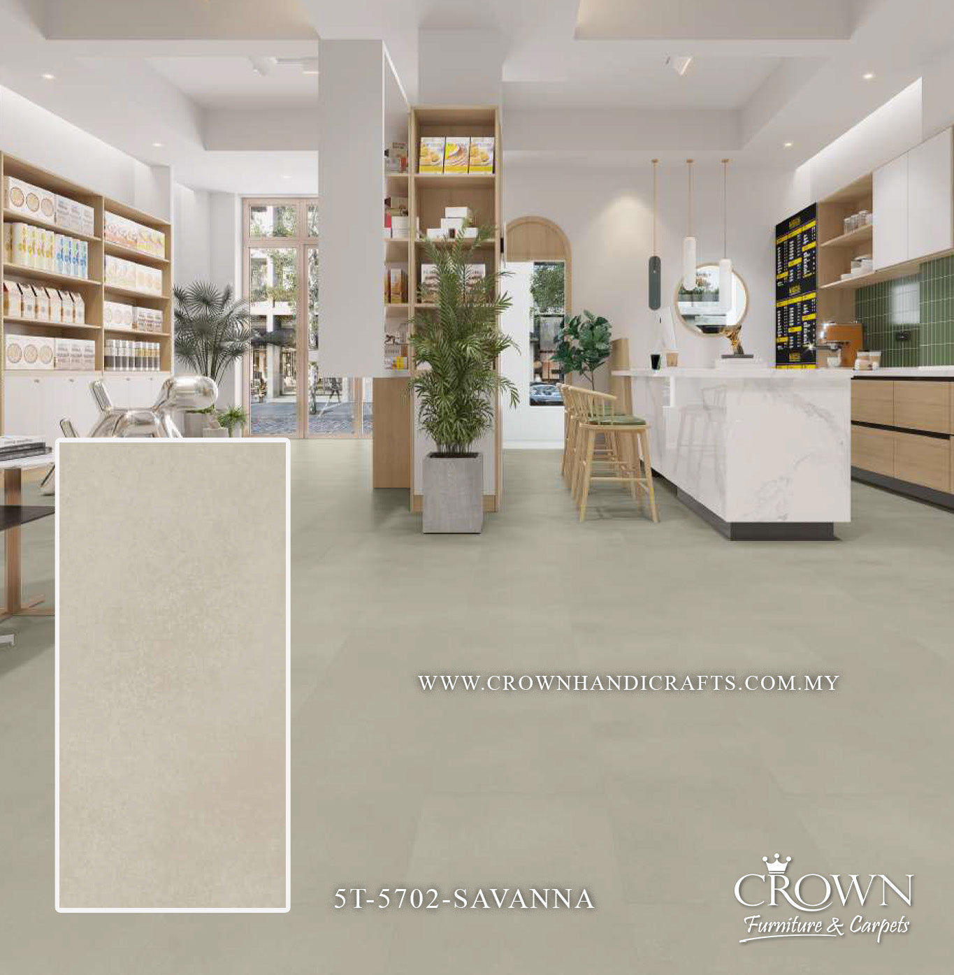 5MM SPC CLICK STONE CORE MAX-5 5T-5702-SAVANNA (FP) | 310X620 | HEAVY-DUTY SPC COMMERCIAL FLOORING | BOX 10PCS/20.7SF