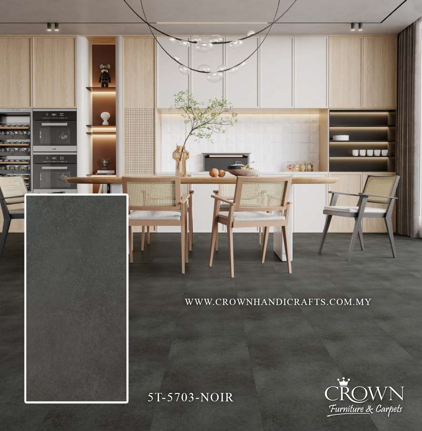 5MM SPC CLICK STONE CORE MAX-5 5T-5703-NOIR (FP) | 310X620 | SUPERIOR SPC CLICK LOCK FLOORING | BOX 10PCS/20.7SF