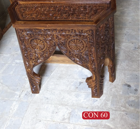 Antique Indian Palace Style Console Table | Handcrafted Wooden Accent Furniture with Detailed Carving | CON 60