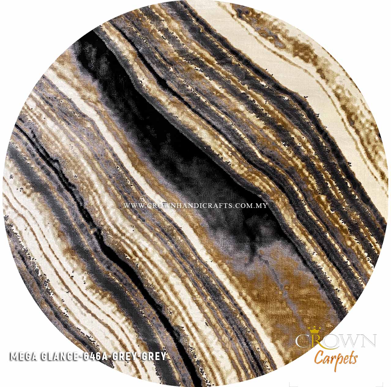 Modern Design Carpet for Living Room Bedroom Rugs | Mega Glance 646A Round Grey Grey