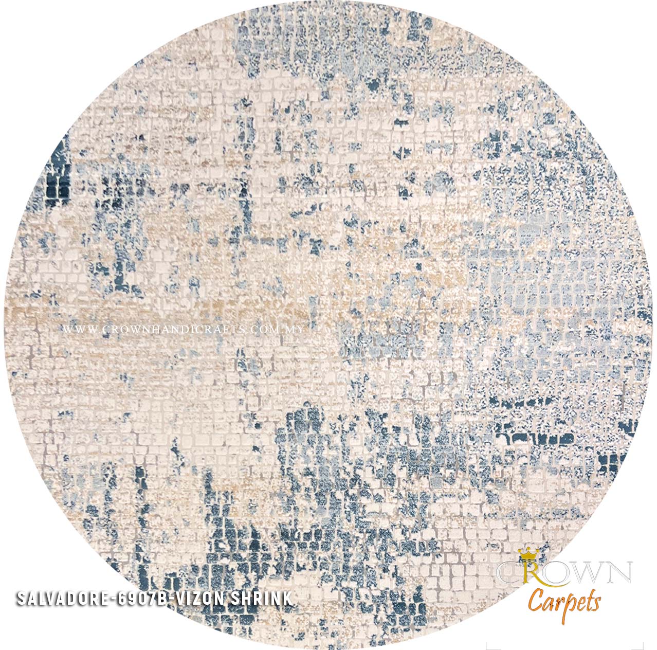 Ideal Living Room Rugs Carpets Modern Design Interior | Salvadore 6907B Round Vizon Shirink