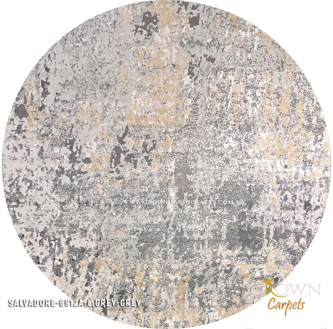 Design Home Design Identity Designer Modern Rugs by Crown | Salvadore 6912a Round Ecru Shrink L.grey