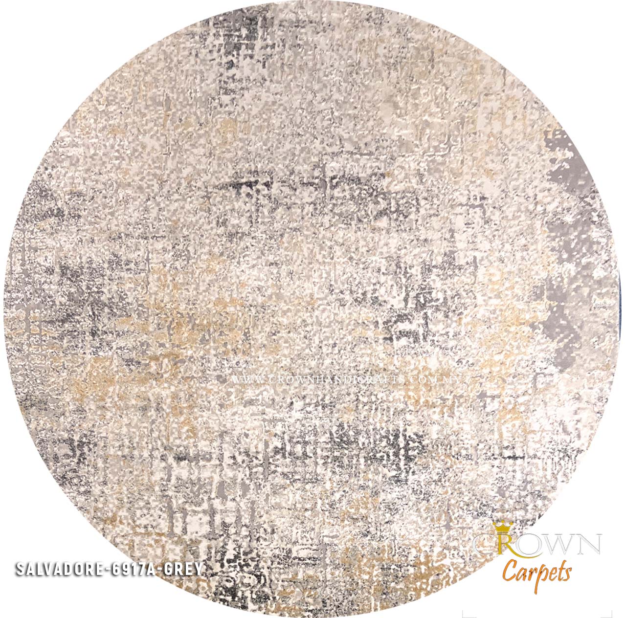 Trendy Living Room Carpet for Modern Sofa Interior | Salvadore 6917A Round Grey