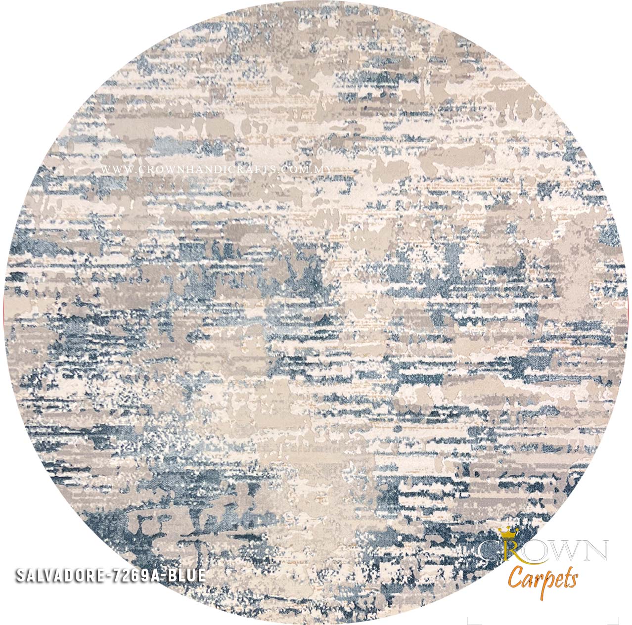 Trendy Living Room Carpet for Modern Sofa Interior | Salvadore 7269A Round Blue