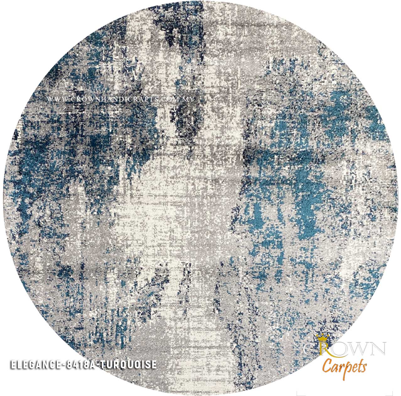High-End Designer Carpets Modern Minimalist Abstract Rugs Shop | Elegance 8418A Round Turquoise