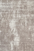 Abstract area rug with distressed beige and white pattern, flatweave look.