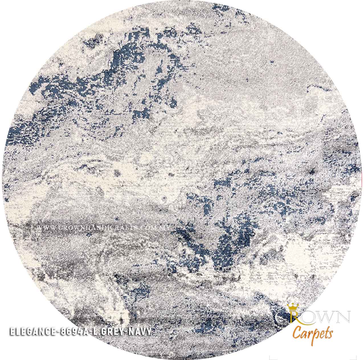Stylish Modern Carpets and Rugs to Enhance Your Home Design | Elegance 8694A Round L.Grey Navy