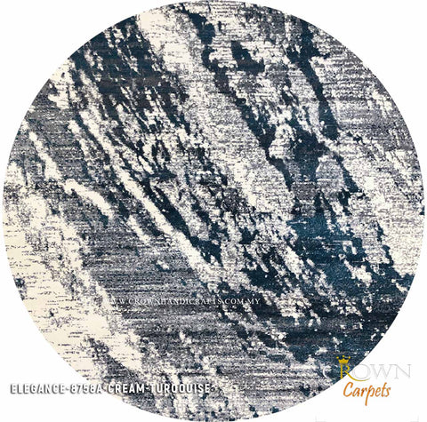 Turkish Rugs High Quality Urban Style Modern Design Carpet | Elegance 8758A Round Cream Turqouise