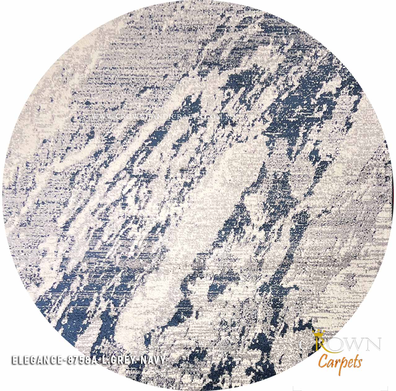Elevate Your Space: Crown's Designer Modern Rugs for Timeless Elegance | Elegance 8758A Round L.Grey Navy