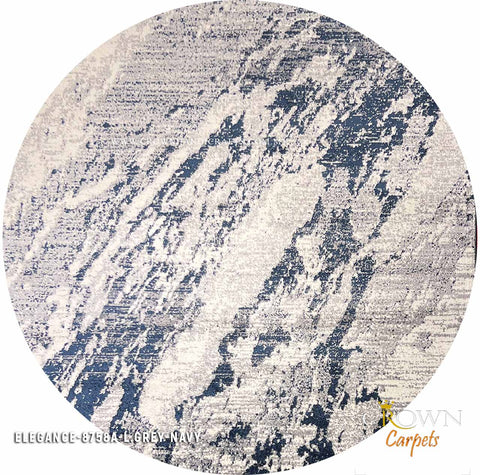 Elevate Your Space: Crown's Designer Modern Rugs for Timeless Elegance | Elegance 8758A Round L.Grey Navy